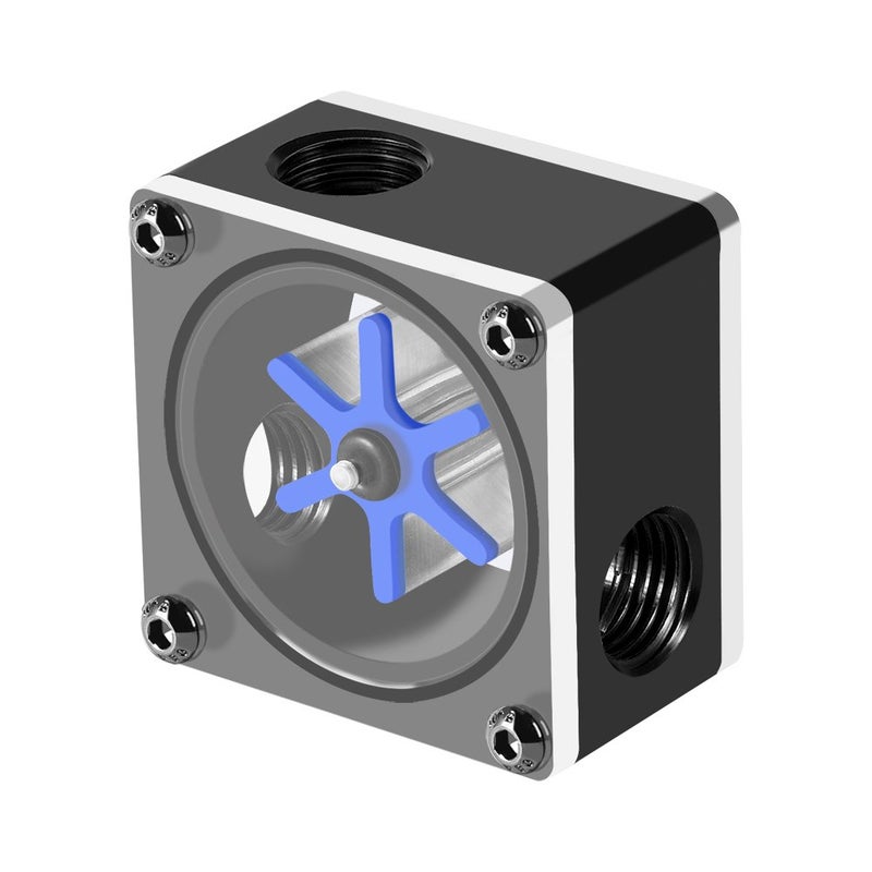 FOSA Flow Meter Indicator for PC Water Cooling System, G1/4 Threaded 6 Impeller 3 Ways Computer Water Flow Meter - Image 5